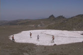 Making snowballs at the Sierra Nevada.