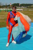 Henny in his latex suit after filming a style jump.